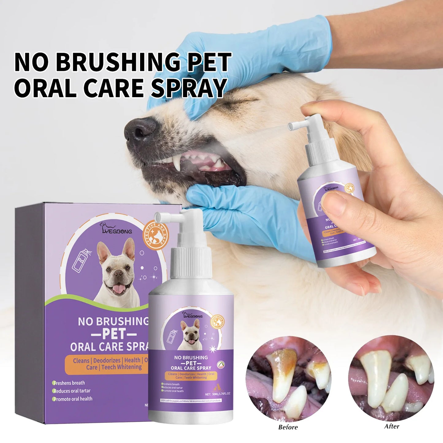 Pet oral cleaning spray