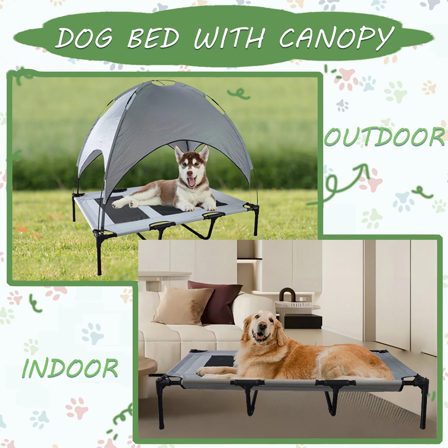 Elevated Dog Bed with Canopy