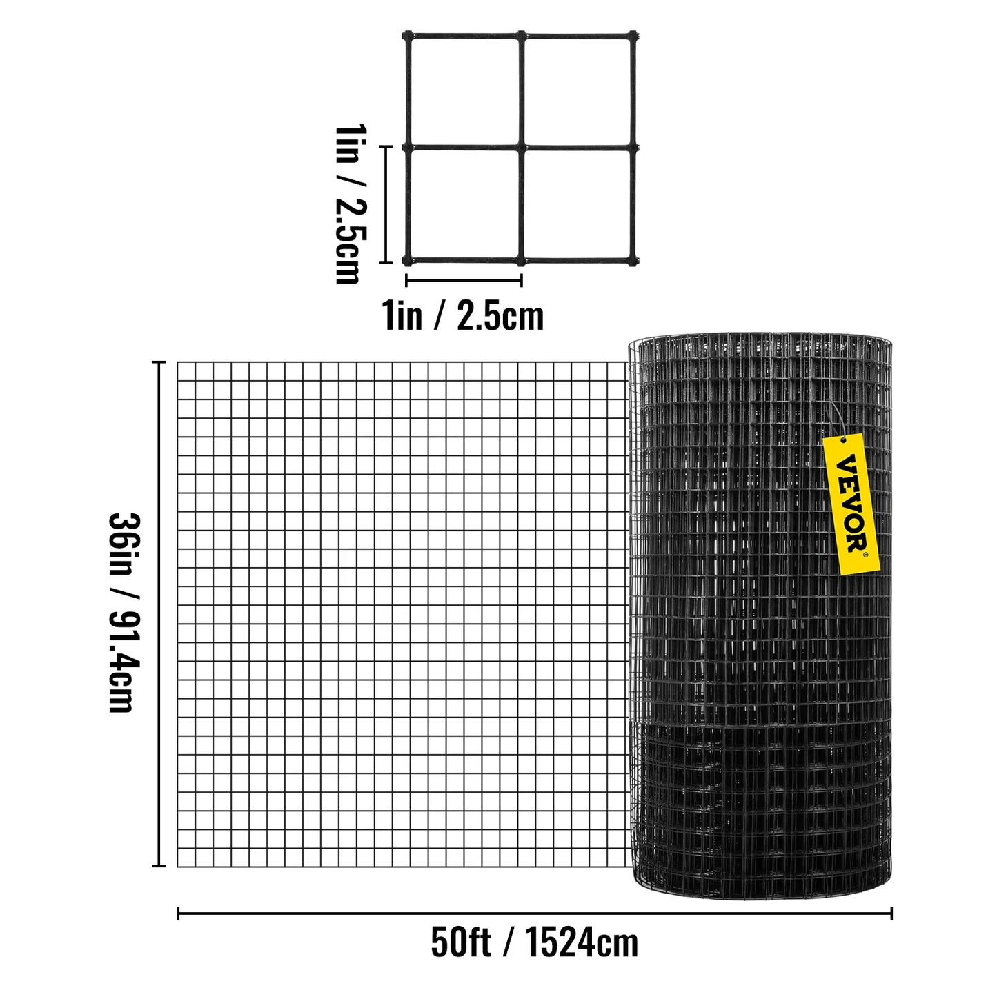 Welded Wire Fence Vinyl Coated Black Hardware Cloth & Mesh