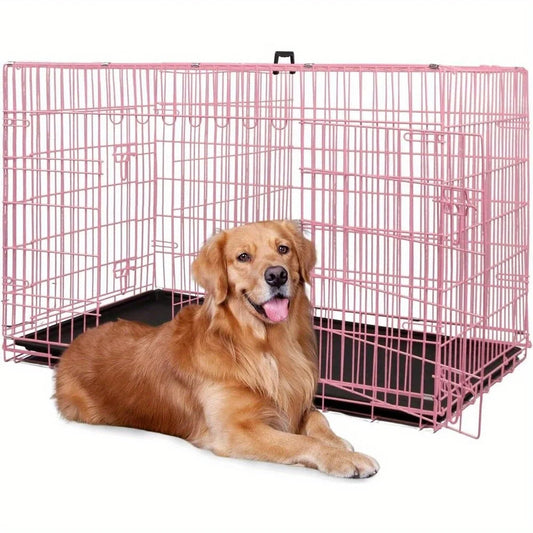 Folding wire kennel crate