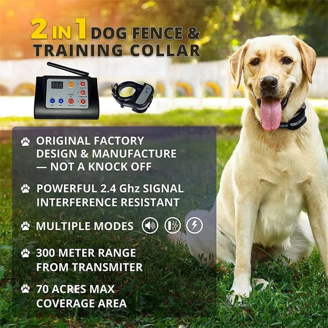 Wireless Dog Fence Electric Pet Containment System Shock Collars For 3 Dogs Adjustable Range