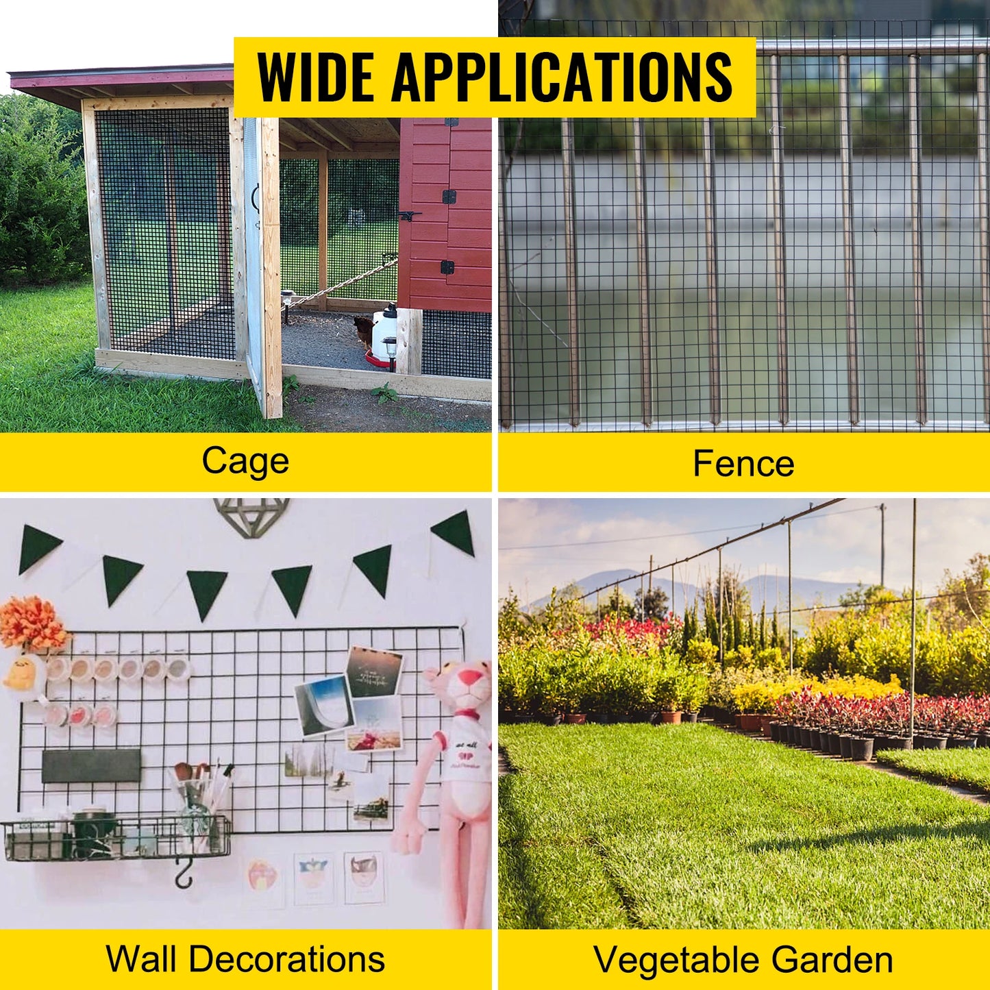 Welded Wire Fence Vinyl Coated Black Hardware Cloth & Mesh