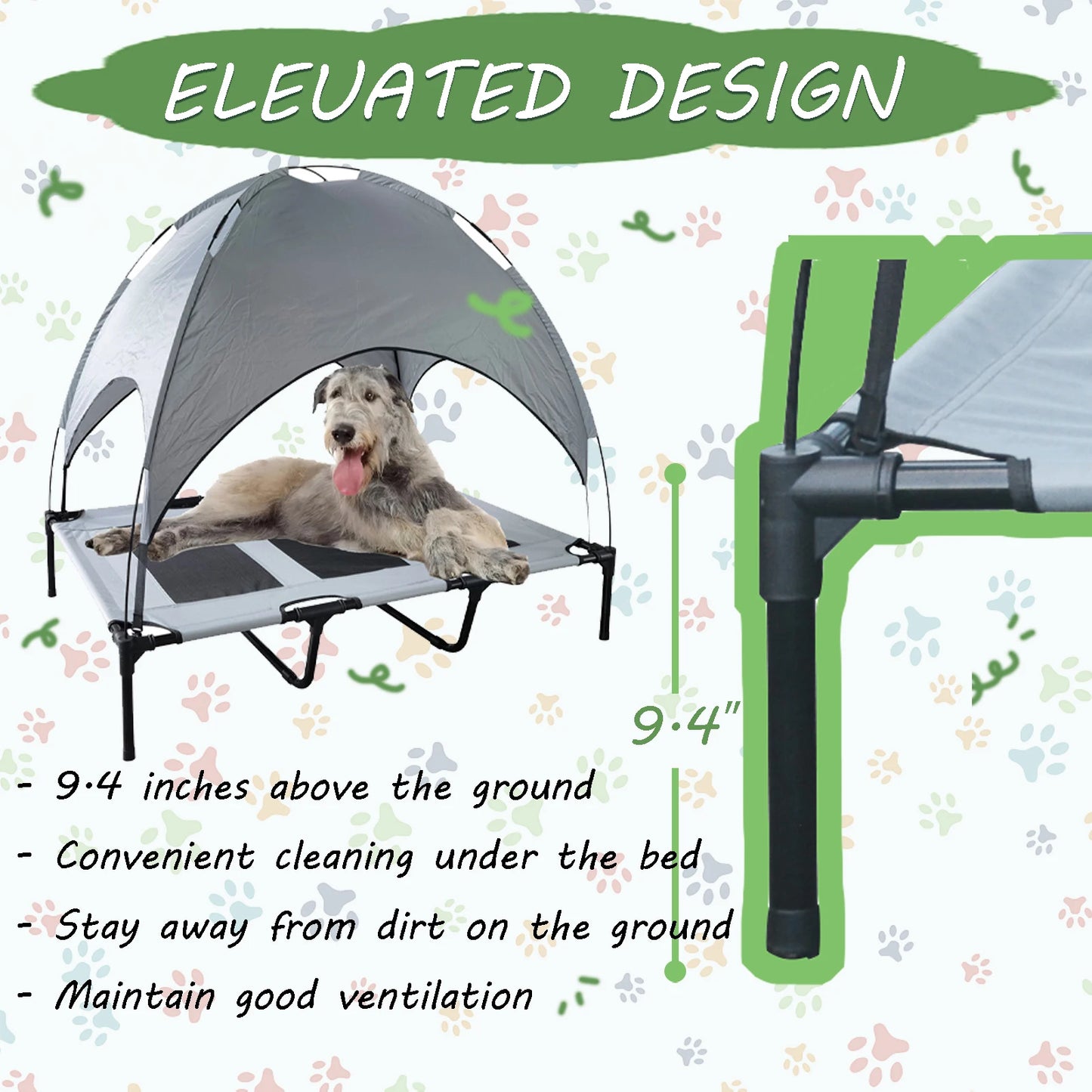 Elevated Dog Bed with Canopy