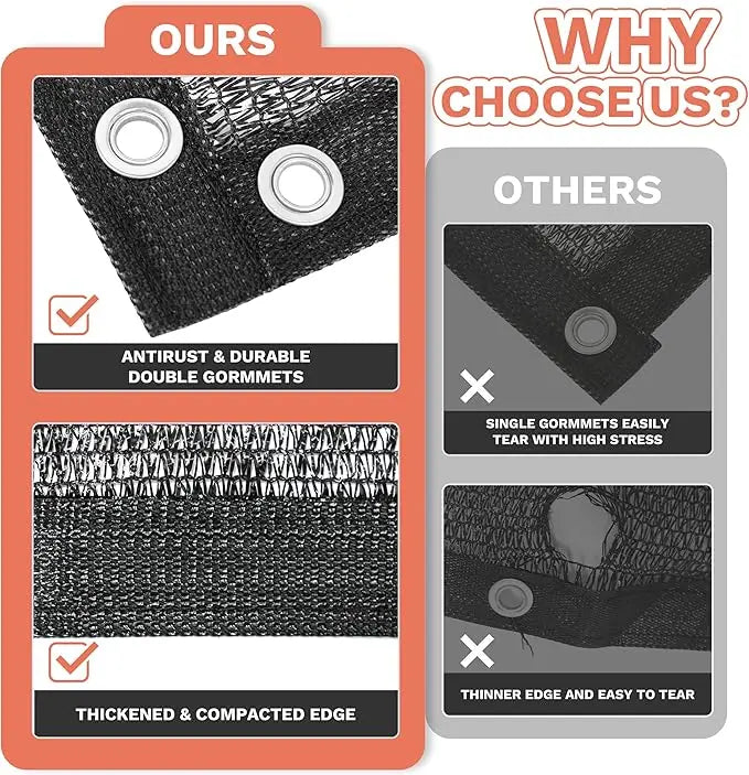 8FT x 16FT Black Sun Shade Mesh