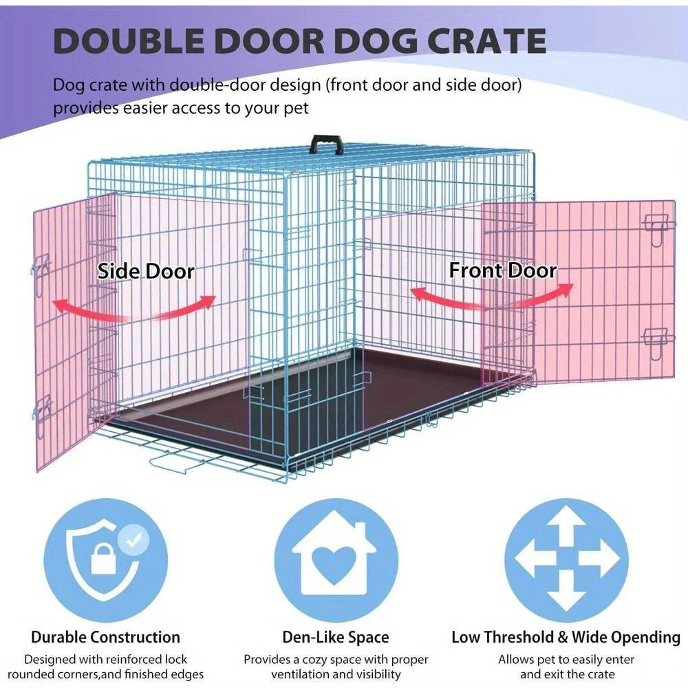 Folding wire kennel crate