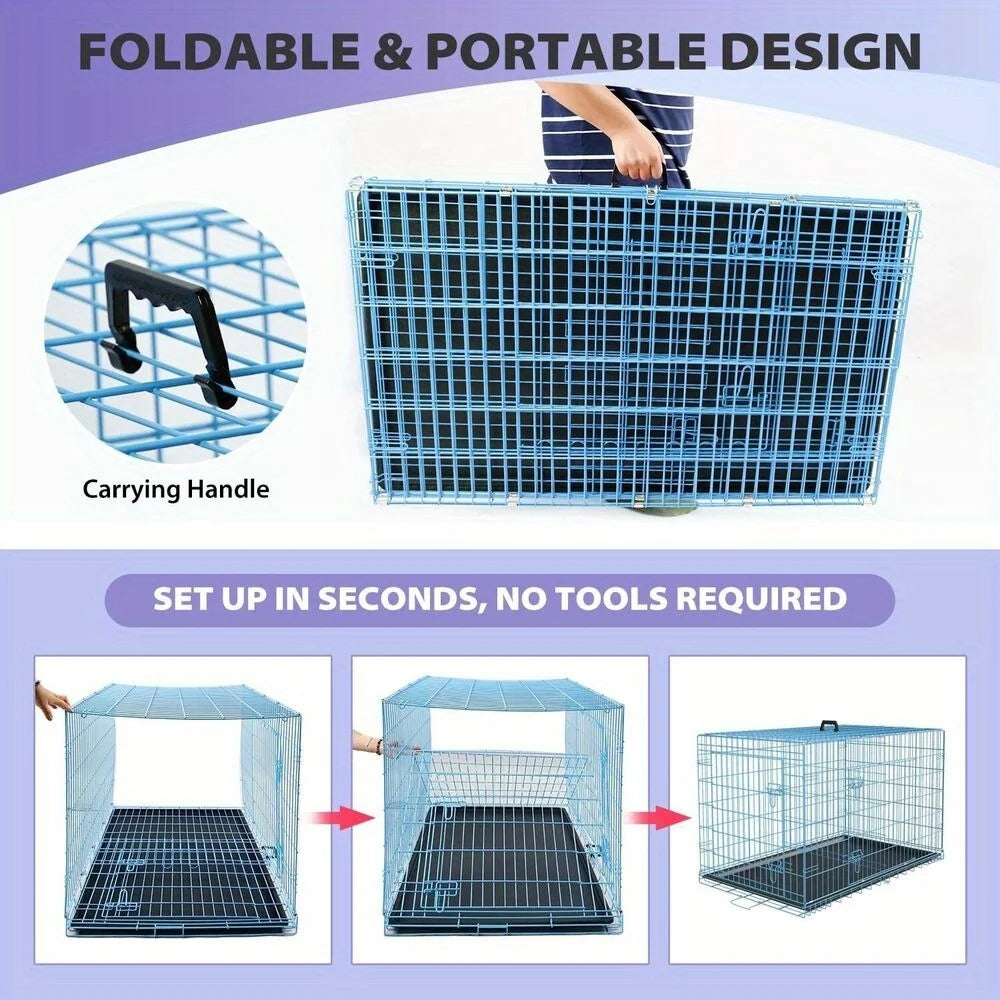 Folding wire kennel crate