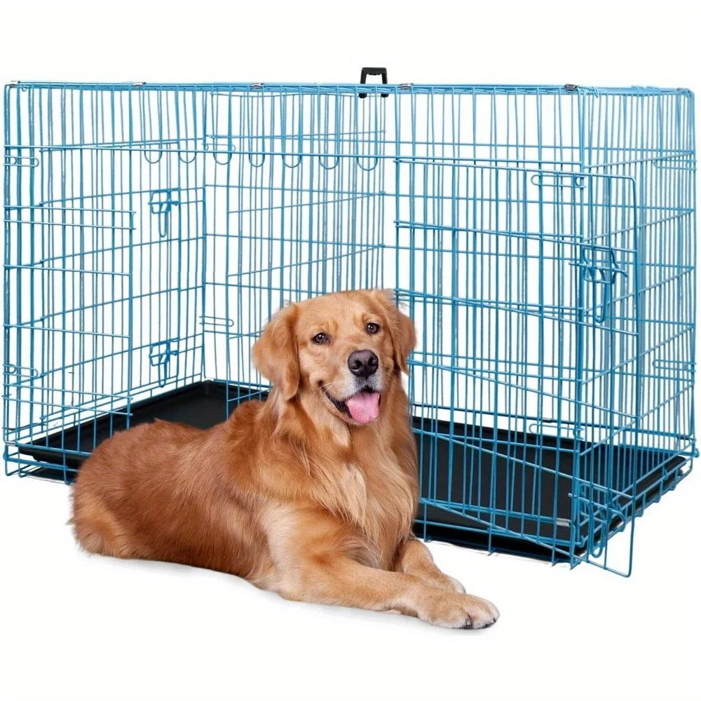 Folding wire kennel crate