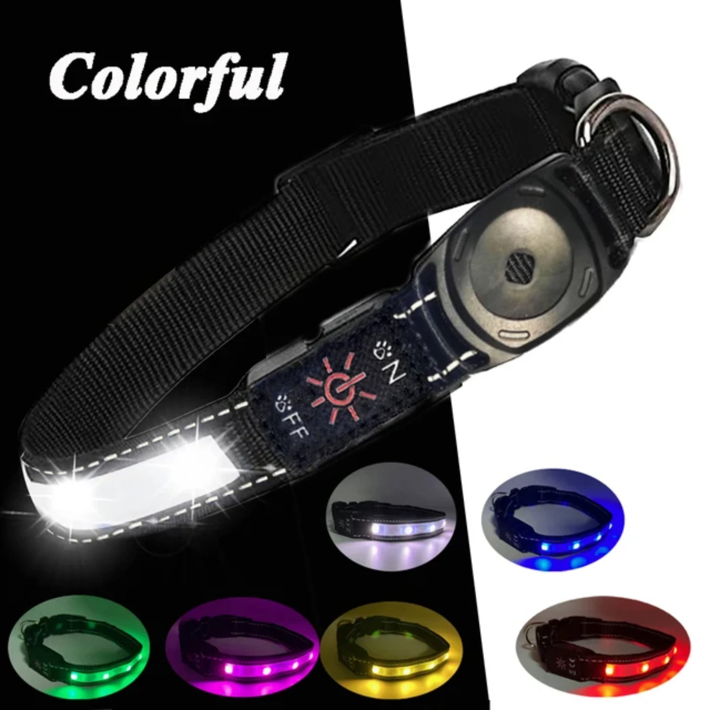 For  Airtag Dog Collar GPS Finder WaterProof Led Collar Light USB Chargeable Swimming Night For  Air Tag Tracker Case