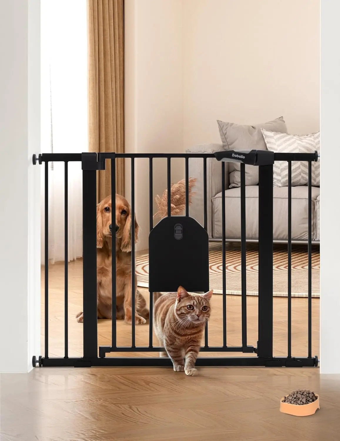 Auto Close Baby Gate with Cat Door