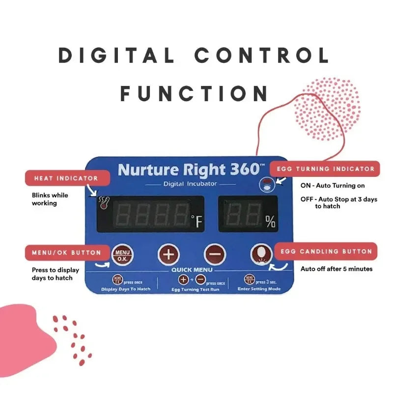Nurture Right Egg Incubator for Hatching Chicks - Holds 22 Eggs - Automatic Egg Turner with Temperature and Humidity