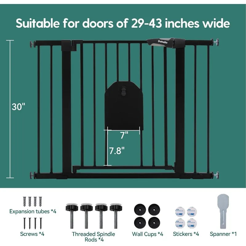 Auto Close Baby Gate with Cat Door