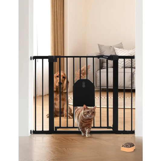 Auto Close Baby Gate with Cat Door