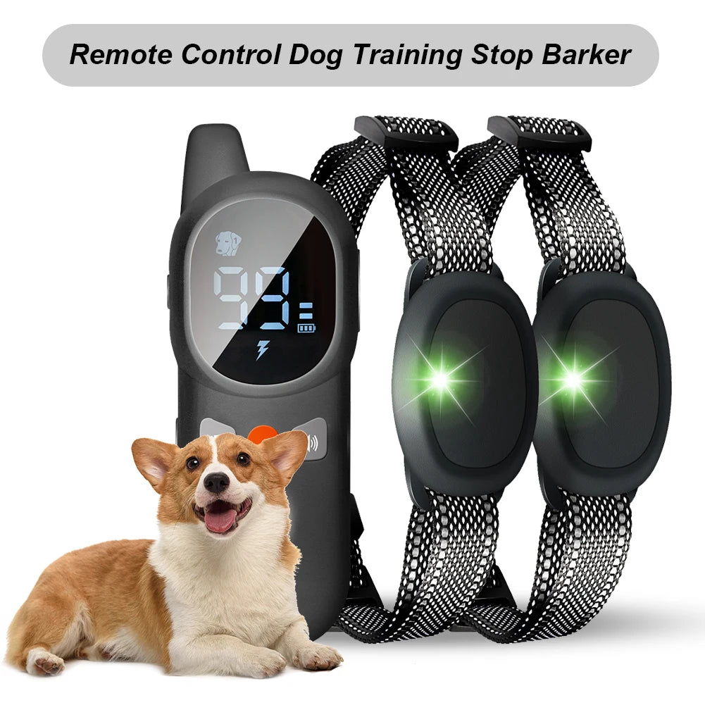 Electric Dog Training Collar Waterproof Pet Dog Training E-Collar Remote Control Sound Vibration Static Shock for All Size Dogs