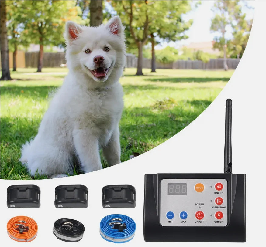 Wireless Dog Fence Electric Pet Containment System Shock Collars For 3 Dogs Adjustable Range