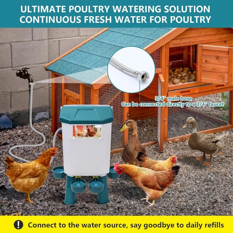 Float-Controlled Automatic Chicken Waterer