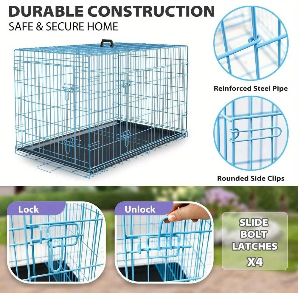 Folding wire kennel crate