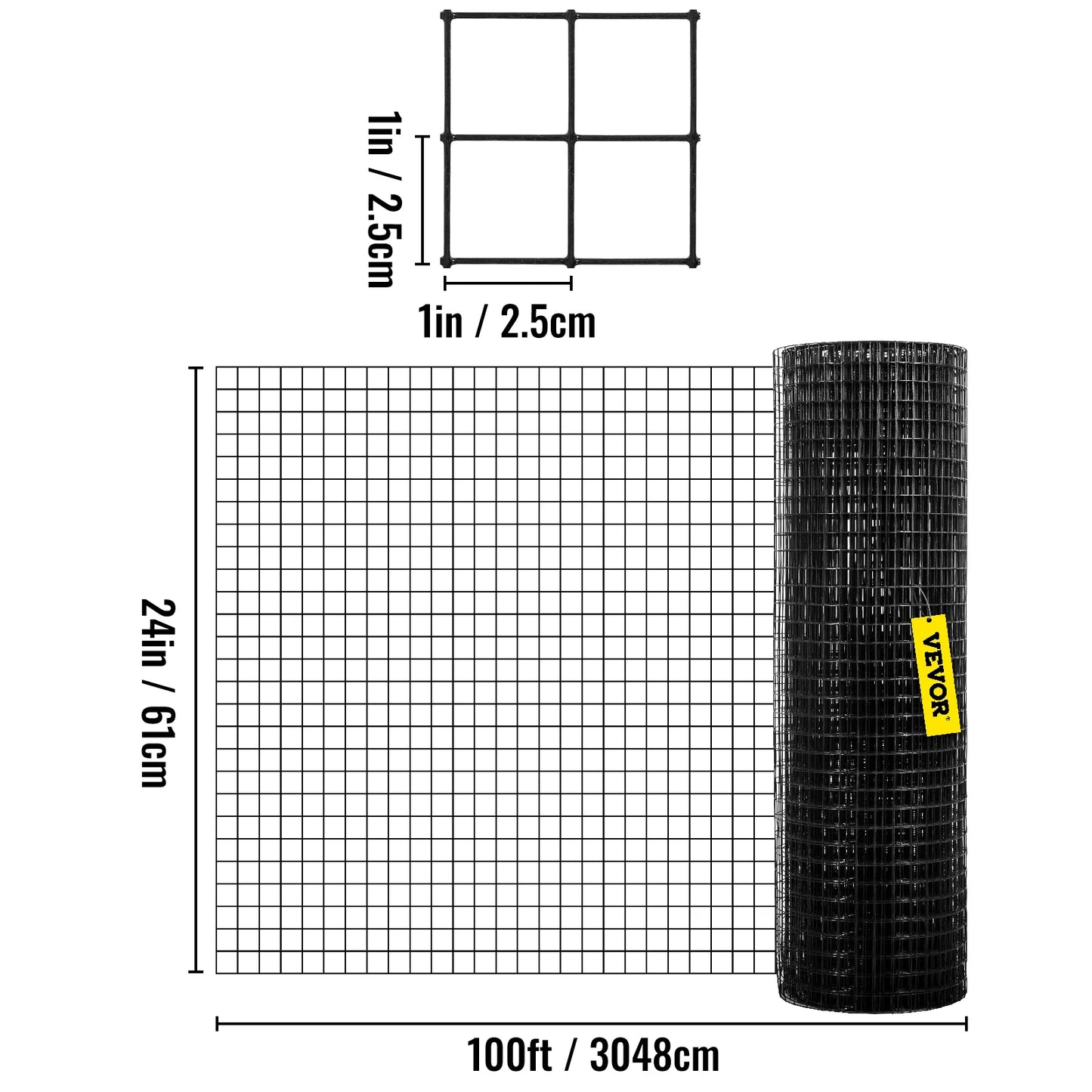 Welded Wire Fence Vinyl Coated Black Hardware Cloth & Mesh